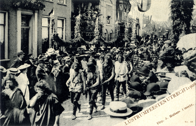 220649 Afbeelding van de maskeradeoptocht met als thema De triomftocht van Germanicus binnen Rome in 17 na Chr. ter ...